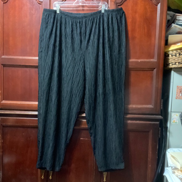 Silver Threads vintage plus size 3X grooved textured women Black Pants - Picture 1 of 13